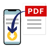 Smartphone with a download icon next to a PDF document.