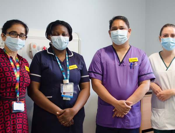 Dr Sangeeta Kulkarni, Consultant Geriatrician, Karen Anthony, Ward Manager, Jerome Ibarra, Matron and Rhianna Dobson-Love, Clinical Specialist Occupational Therapist