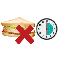 Sandwich with red cross and clock showing 6 hours