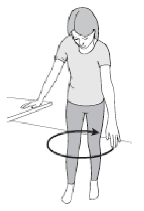 Swing your arm as if drawing a circle on the floor