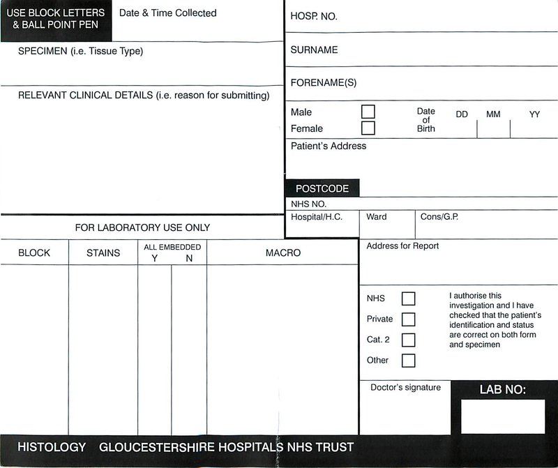 Histopathology form